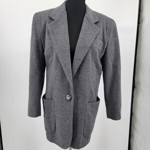 The Limited Womens Gray Wool/Cashmere Blend 1-Button Lined Coat Jacket Blazer M